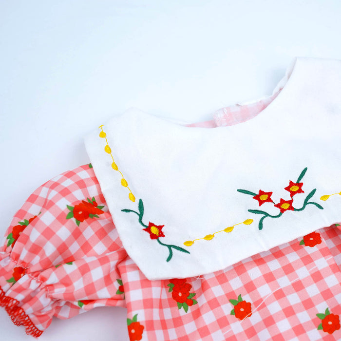 17-20 inch reborn baby dolls pink plaid floral jumpsuit two-piece set