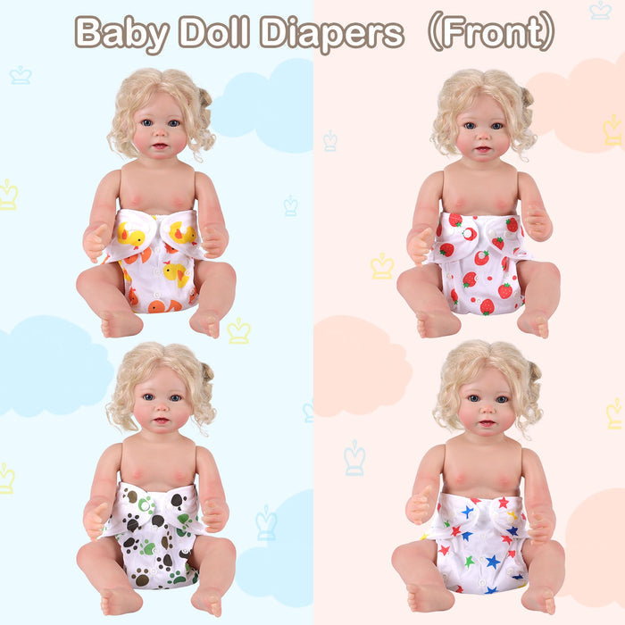 17"-22" Reborn Baby Washable Reusable 4 Pcs Diapers Panties