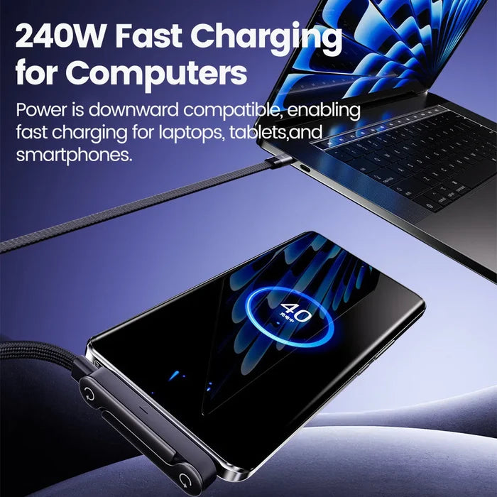 240W USB-C Charging Cable with Foldable Phone Stand - PrimeNest