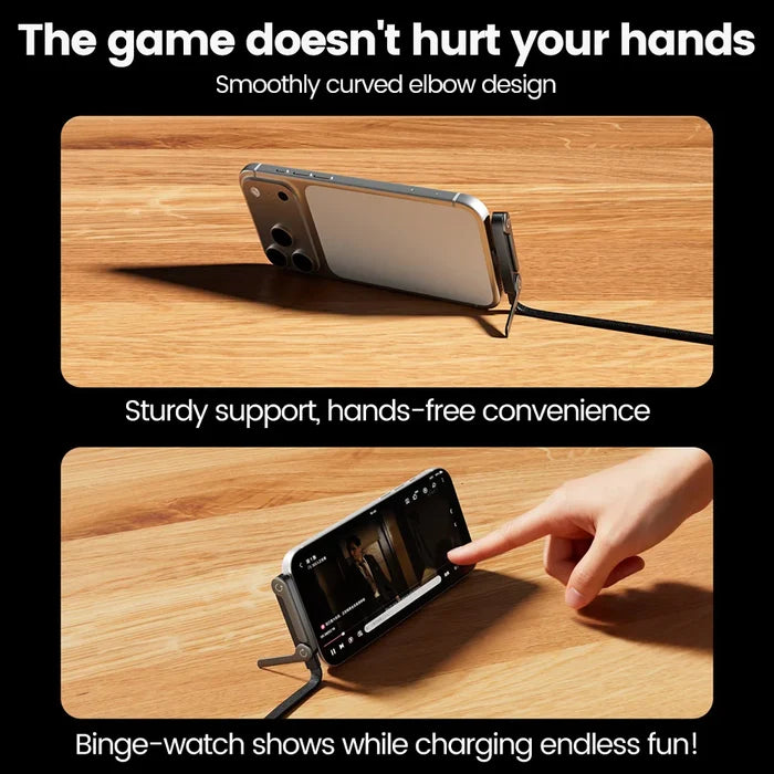 240W USB-C Charging Cable with Foldable Phone Stand - PrimeNest