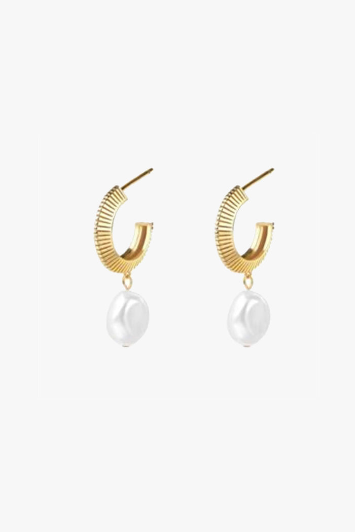 Aada Pearl Gold Hoop Earrings ACC Jewellery Silver Linings