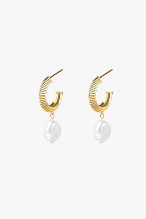 Aada Pearl Gold Hoop Earrings ACC Jewellery Silver Linings