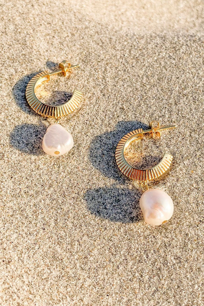 Aada Pearl Gold Hoop Earrings ACC Jewellery Silver Linings