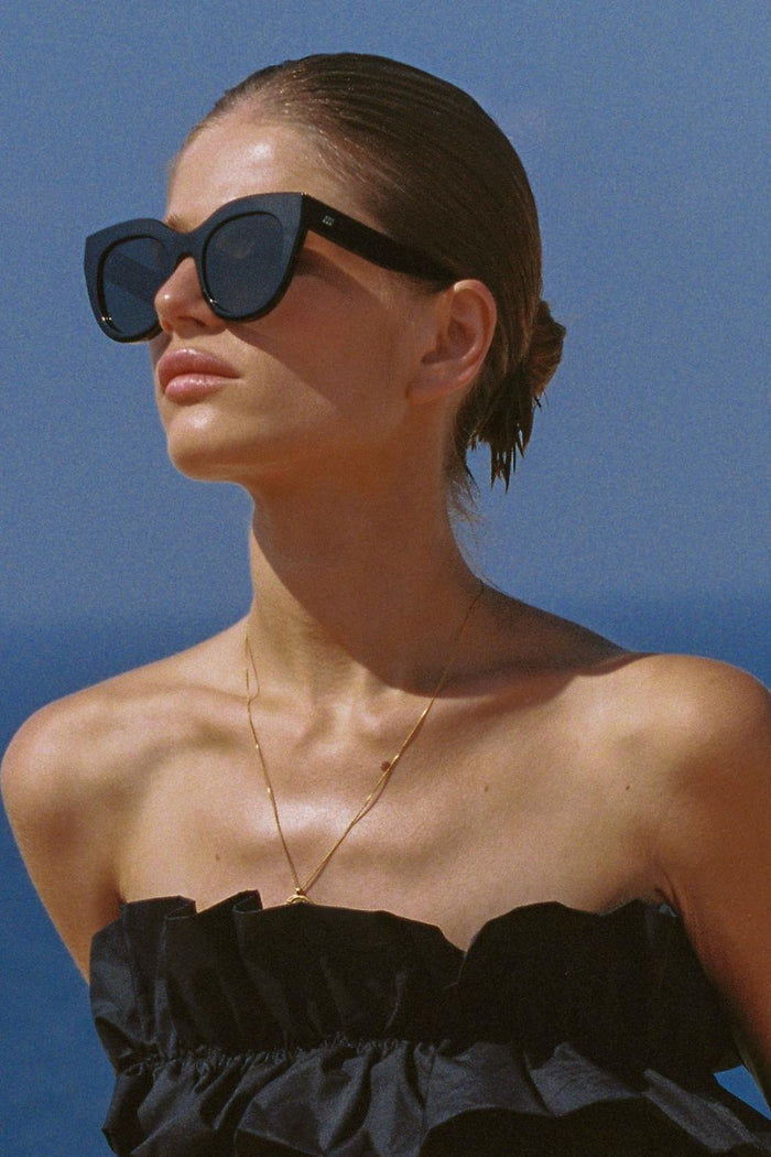 Air Heart Cat Eye Black Gold Khaki Lens Sunglasses ACC Glasses - Sunglasses Le Specs