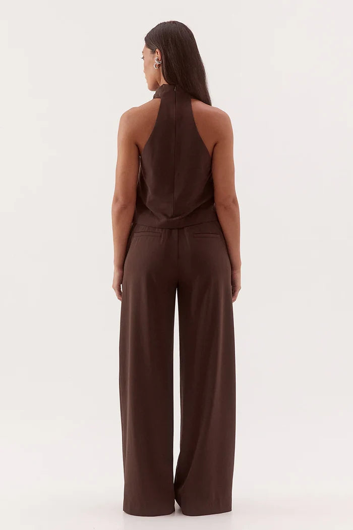 Amorey Espresso High Neck Sleeveless Top