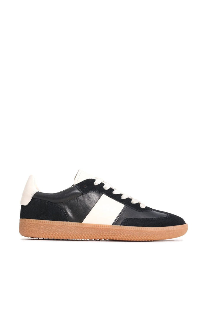 Antigo Black Suede Leather Stripe Casual Sneaker