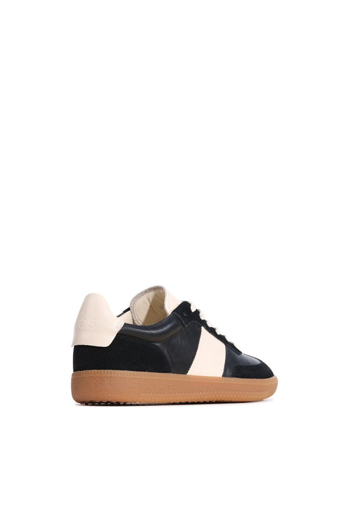 Antigo Black Suede Leather Stripe Casual Sneaker