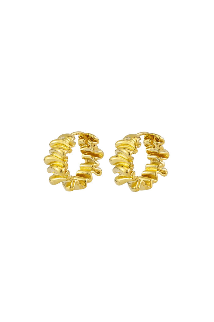 April Pleated Gold Hoop Earrings