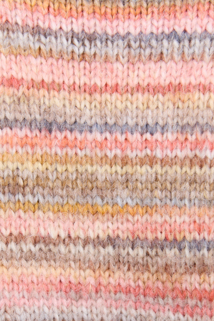 Close-up of a textured fabric with multicolored stripes