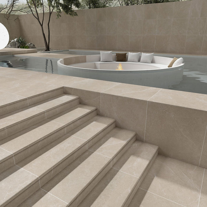 Lifestyle Ardenne Beige Travertine Look Porcelain Tile P4 600×600mm TURBE4 - The Blue Space