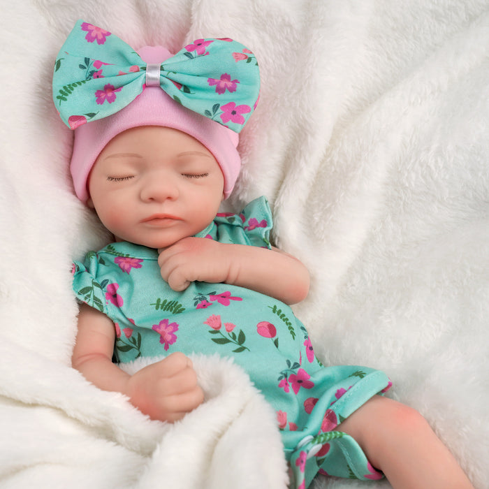 Babeside 12'' Adorable Reborn Baby Doll Full Silicone Infant Sleeping Baby Girl Aurora