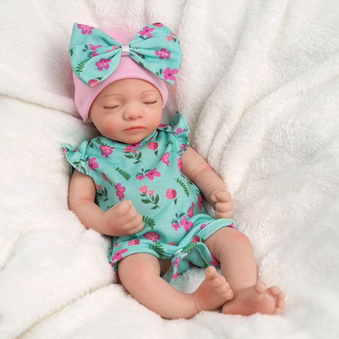 Babeside 12'' Adorable Reborn Baby Doll Full Silicone Infant Sleeping Baby Girl Aurora