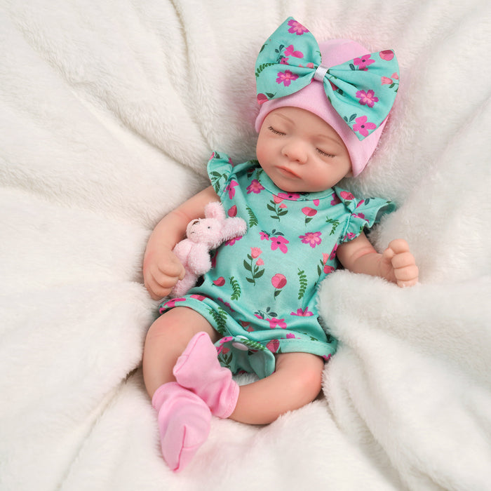 Babeside 12'' Adorable Reborn Baby Doll Full Silicone Infant Sleeping Baby Girl Aurora