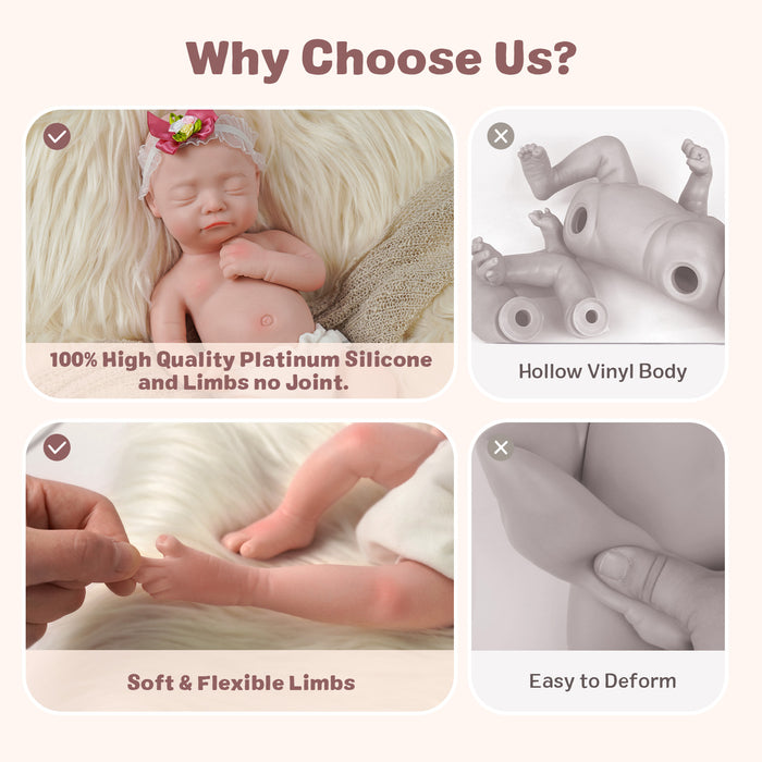 Babeside 12" Full Silicone Sleeping Reborn Baby Boy or Girl Karen
