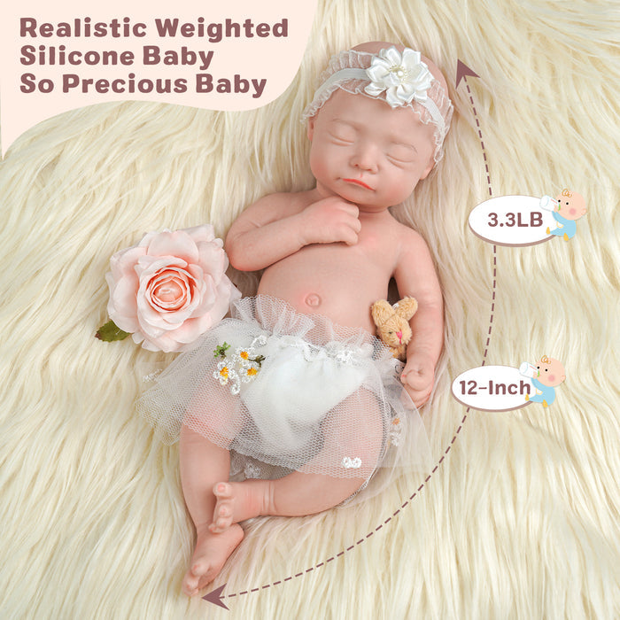 Babeside 12" Full Silicone Sleeping Reborn Baby Boy or Girl Karen