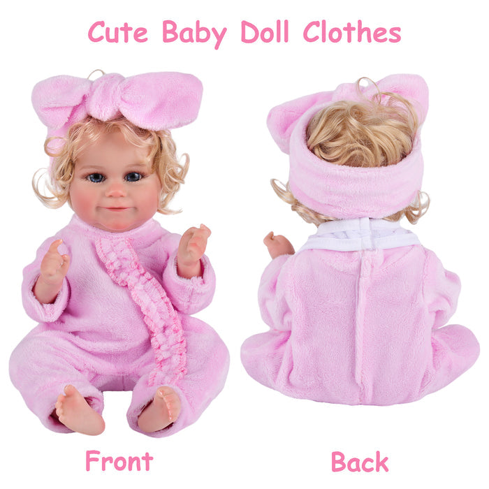 Babeside 12" Reborn Baby Doll Clothes 7-Pcs Pink Outfits For Baby Doll Lovely