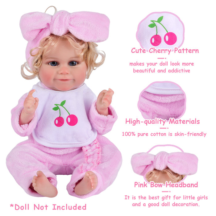 Babeside 12" Reborn Baby Doll Clothes 7-Pcs Pink Outfits For Baby Doll Lovely