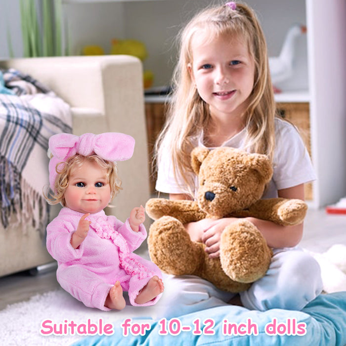 Babeside 12" Reborn Baby Doll Clothes 7-Pcs Pink Outfits For Baby Doll Lovely