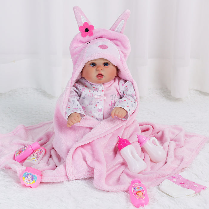 Babeside 16'' - 22’‘ Reborn Baby Doll Clothes 8-Pcs Pink Set For Baby Doll Bunny