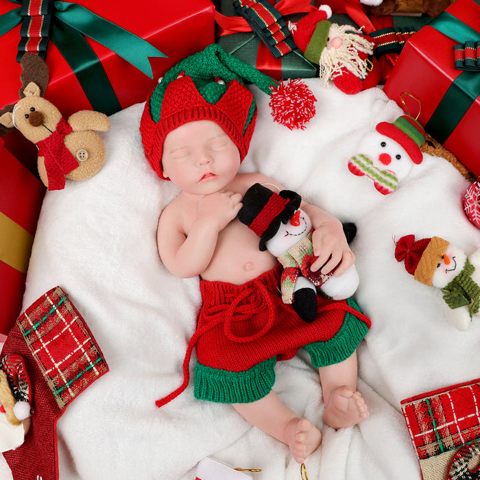 Babeside 16'' Christmas Full Silicone Reborn Baby Doll Sleeping Girl Adorable Twinnie