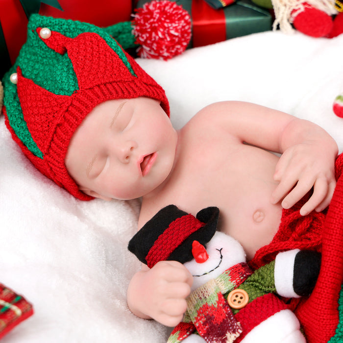 Babeside 16'' Christmas Full Silicone Reborn Baby Doll Sleeping Girl Adorable Twinnie