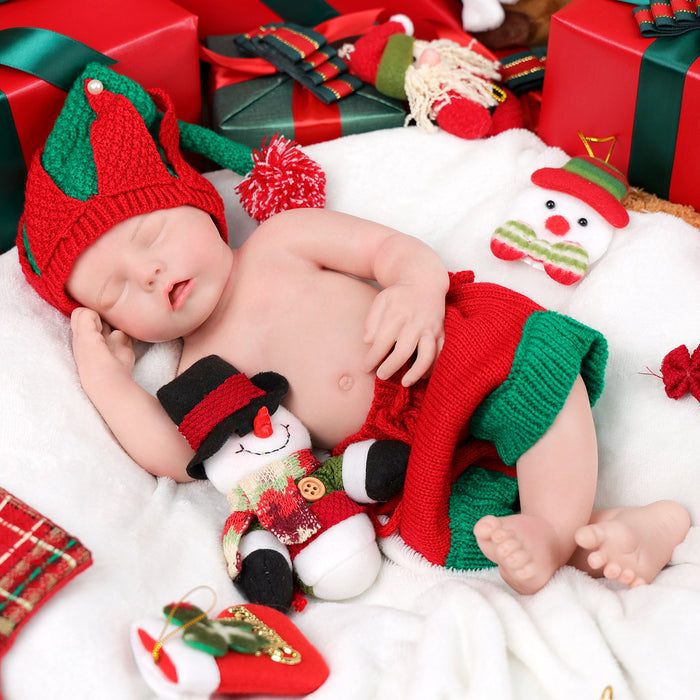 Babeside 16'' Christmas Full Silicone Reborn Baby Doll Sleeping Girl Adorable Twinnie