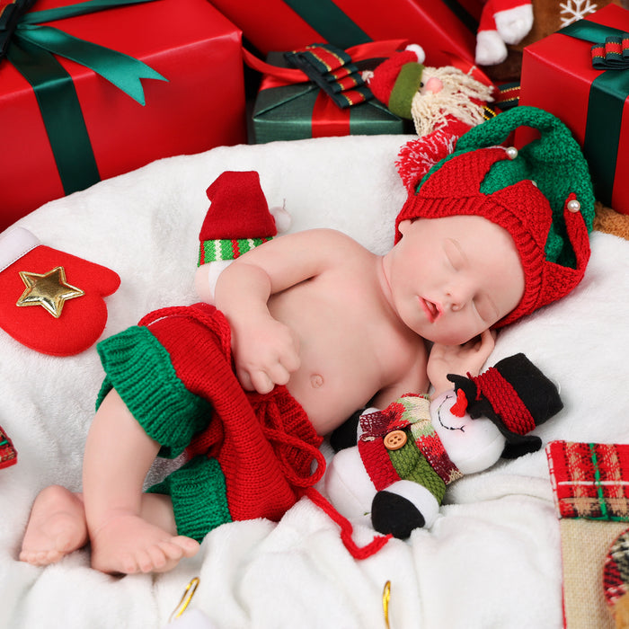 Babeside 16'' Christmas Full Silicone Reborn Baby Doll Sleeping Girl Adorable Twinnie