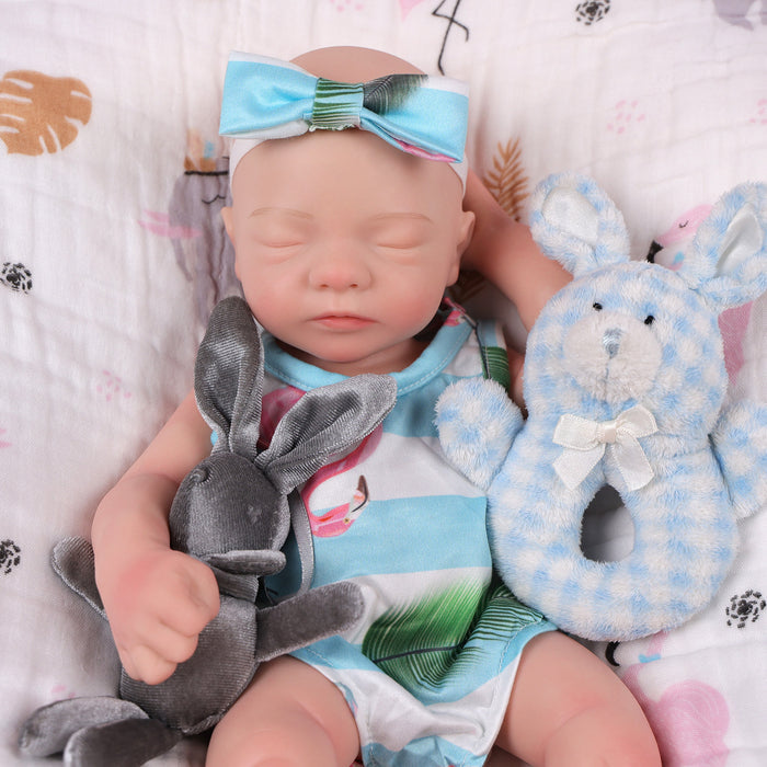 Babeside 16'' Full Silicone Reborn Baby Doll Green Suit Sleeping Adorable Girl Aurora