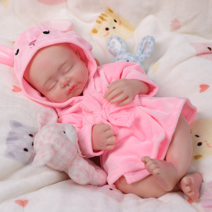 Babeside 16'' Full Silicone Reborn Baby Doll Pink Suit Sleeping Girl Leo