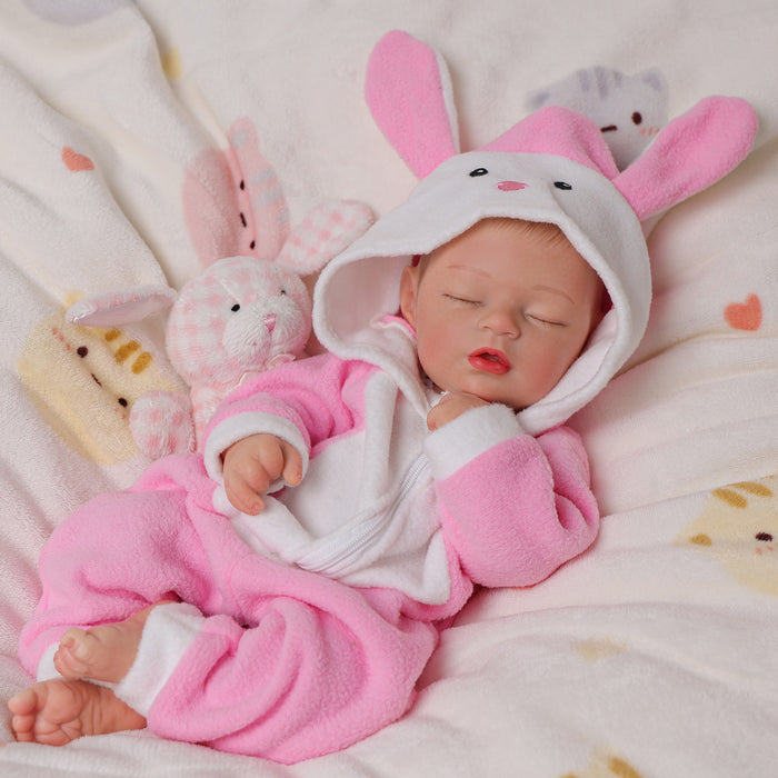 Babeside 16'' Full Silicone Reborn Baby Doll Sleeping Adorable Pink Bunny Girl Kay