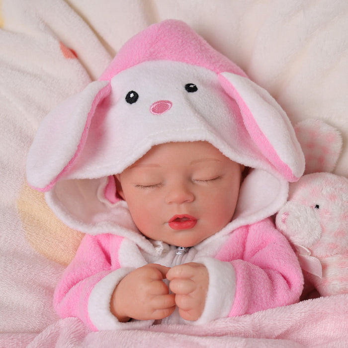 Babeside 16'' Full Silicone Reborn Baby Doll Sleeping Adorable Pink Bunny Girl Kay