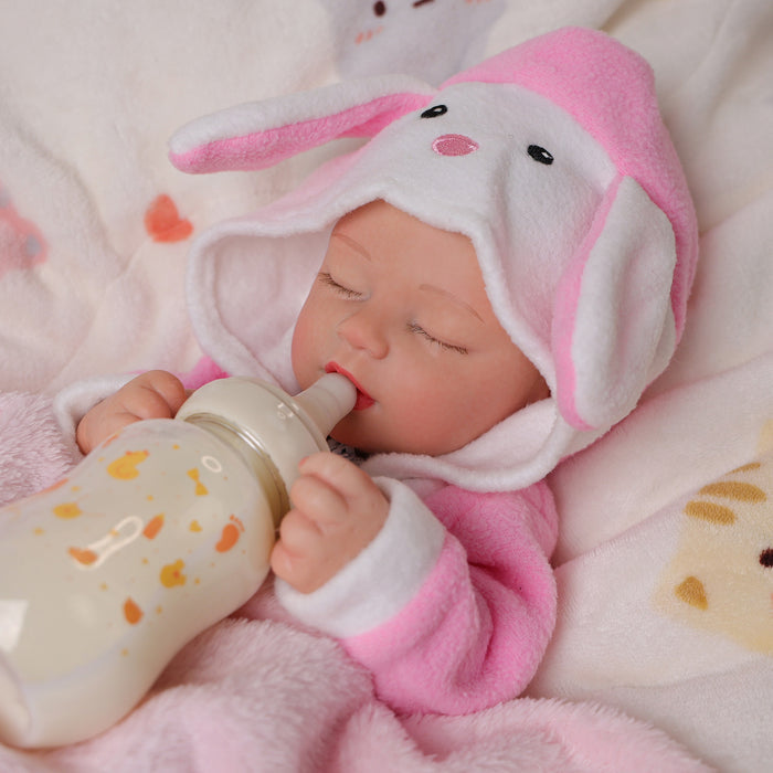 Babeside 16'' Full Silicone Reborn Baby Doll Sleeping Adorable Pink Bunny Girl Kay