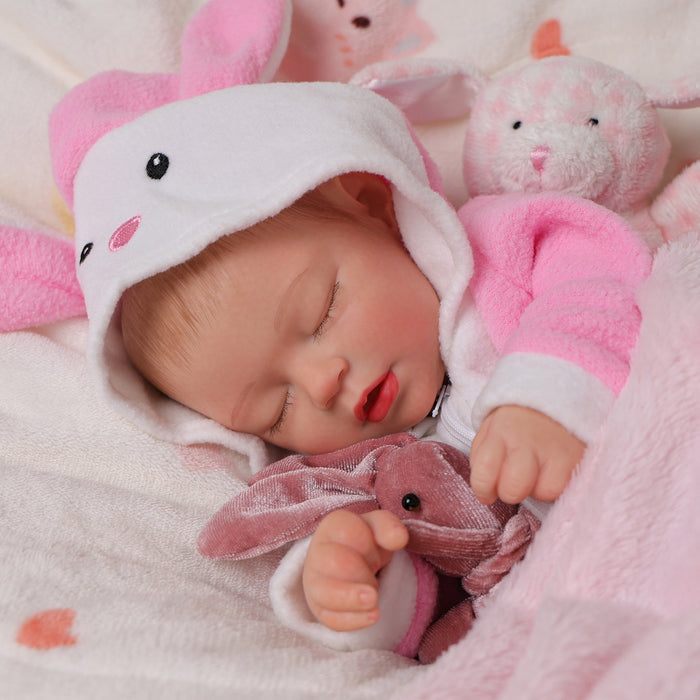 Babeside 16'' Full Silicone Reborn Baby Doll Sleeping Adorable Pink Bunny Girl Kay