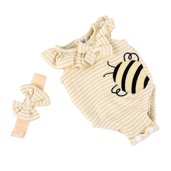 Babeside 16'' Full Silicone Reborn Baby Dolls 2-Pcs Clothing Set - Striped & Bee Pattern