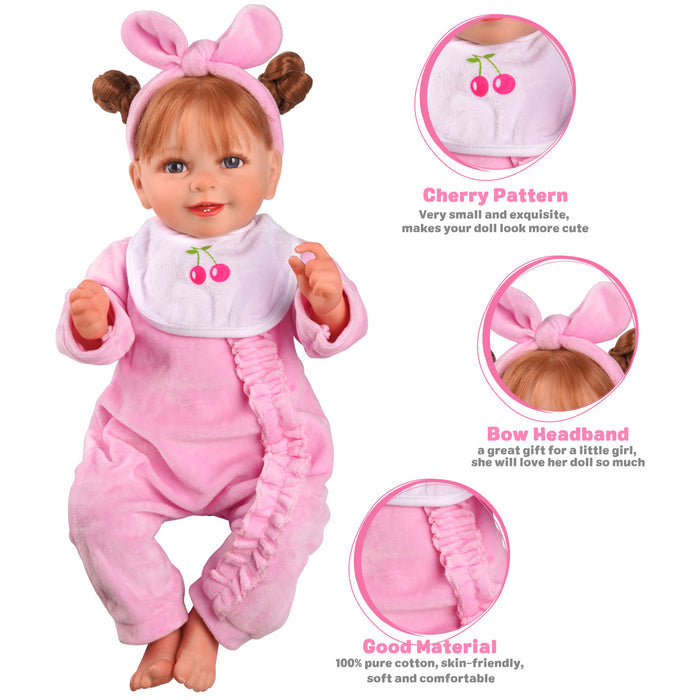 Babeside 17'' - 22'' Reborn Baby Doll 6-Pcs Baby Doll Clothes Set For Baby Doll Lovely Pink