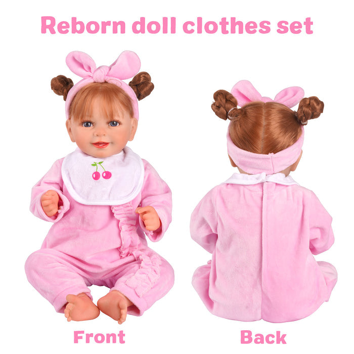 Babeside 17'' - 22'' Reborn Baby Doll 6-Pcs Baby Doll Clothes Set For Baby Doll Lovely Pink