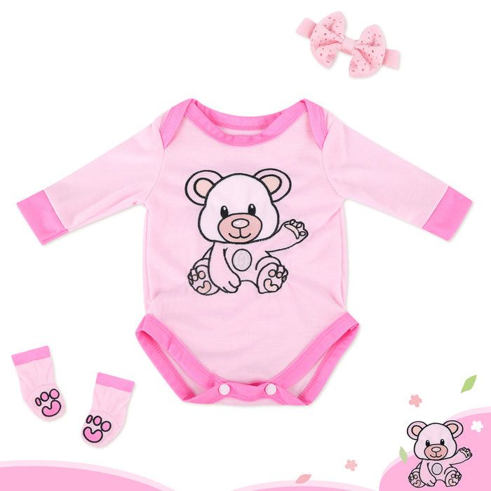 Babeside 17" - 22" Reborn Baby Dolls Lovely Bear Clothes Set Pink