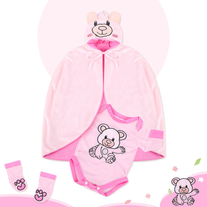Babeside 17" - 22" Reborn Baby Dolls Lovely Bear Clothes Set Pink