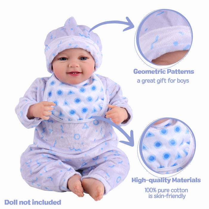 Babeside 17"-20" Reborn Baby Doll Clothes 7-Pcs Blue Outfits For Baby Doll Lovely