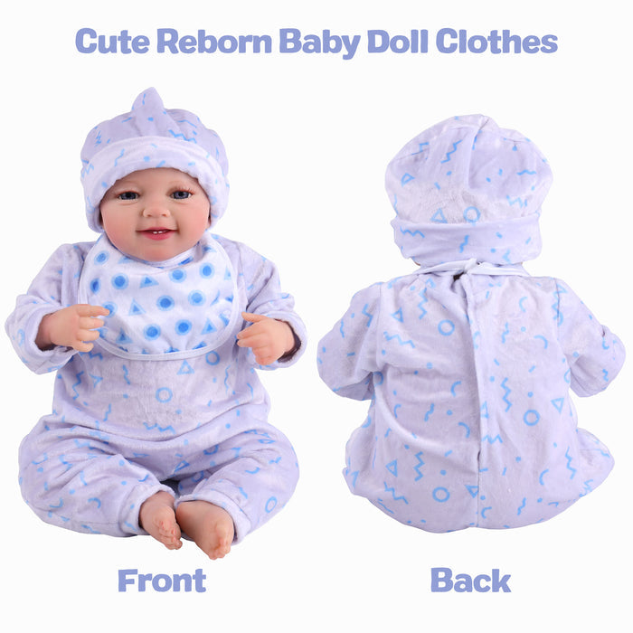 Babeside 17"-20" Reborn Baby Doll Clothes 7-Pcs Blue Outfits For Baby Doll Lovely