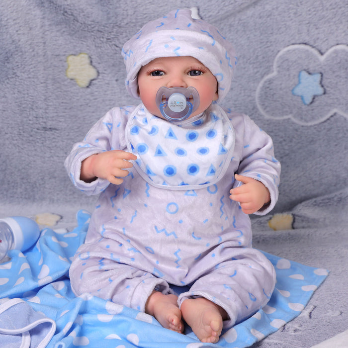 Babeside 17"-20" Reborn Baby Doll Clothes 7-Pcs Blue Outfits For Baby Doll Lovely
