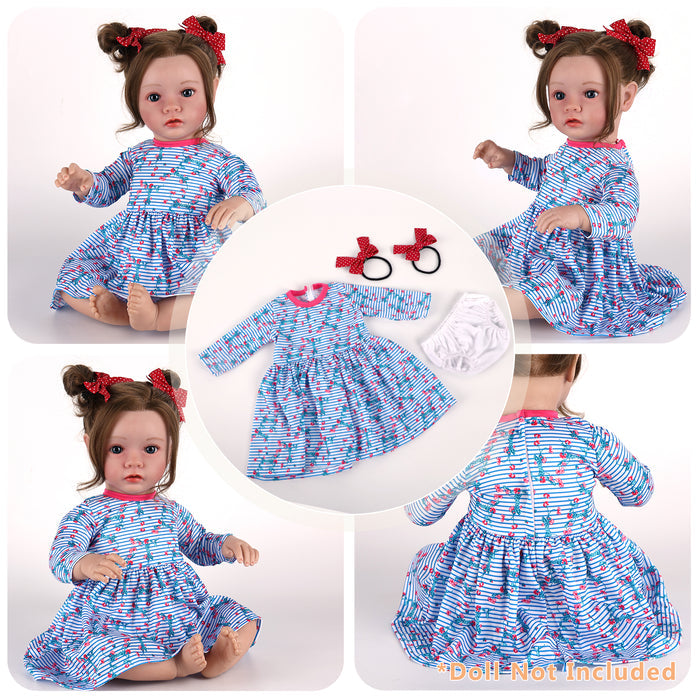 Babeside 17"-22" Blue Floral Short Sleeve Two-Piece Set