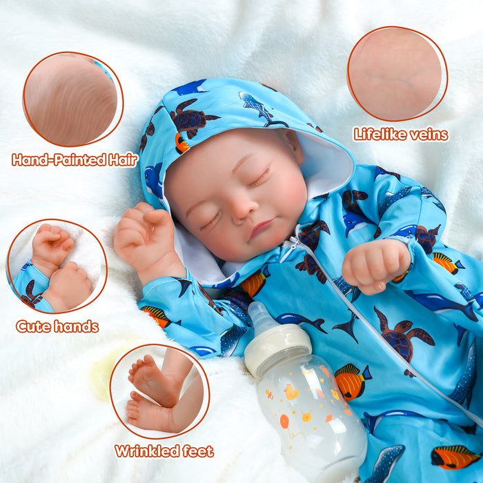 Babeside 17'' Cutest Realistic Reborn Baby Doll Boy Blue Ocean Fish Karen