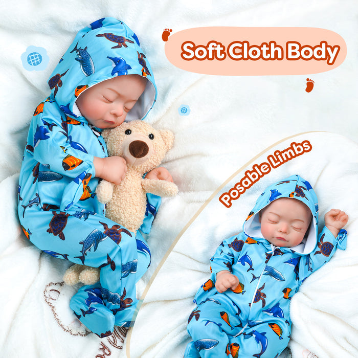 Babeside 17'' Cutest Realistic Reborn Baby Doll Boy Blue Ocean Fish Karen