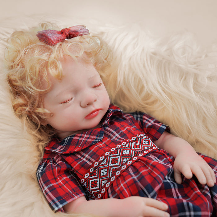 Babeside 17" Full Silicone Reborn Infant Baby Dolls Girl Aurora with Short Blonde Curls Looks Real