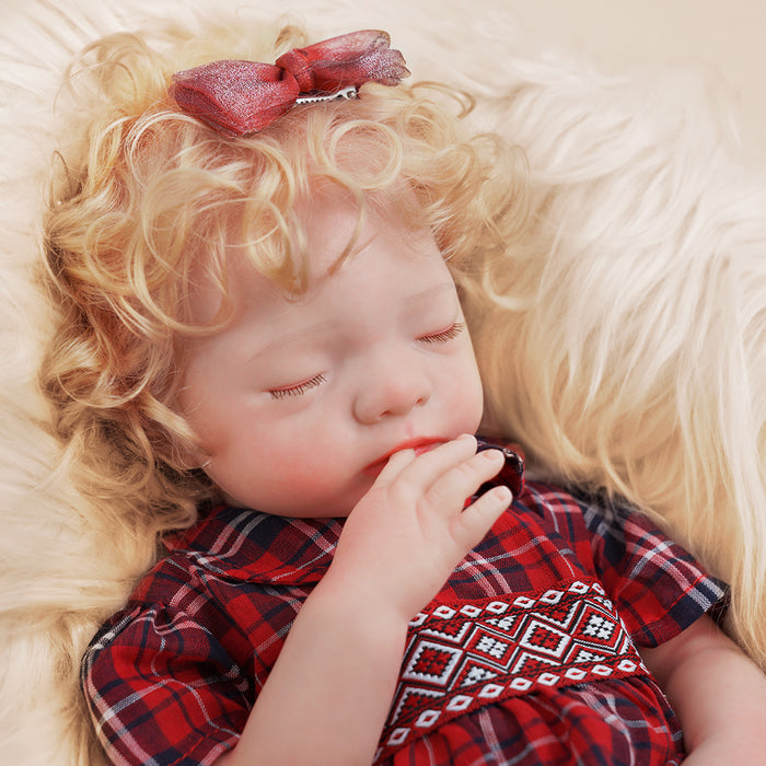 Babeside 17" Full Silicone Reborn Infant Baby Dolls Girl Aurora with Short Blonde Curls Looks Real