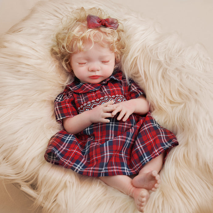 Babeside 17" Full Silicone Reborn Infant Baby Dolls Girl Aurora with Short Blonde Curls Looks Real
