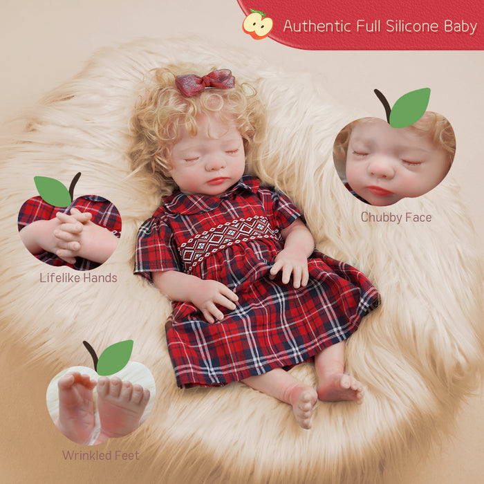 Babeside 17" Full Silicone Reborn Infant Baby Dolls Girl Aurora with Short Blonde Curls Looks Real
