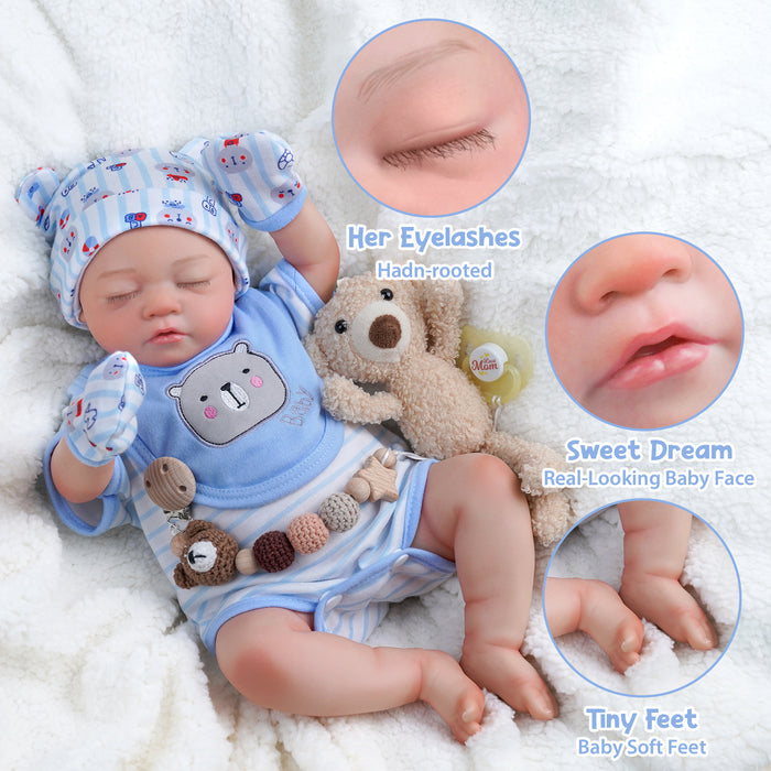 Babeside 17'' Realistic Reborn Baby Doll Adorable Newborn Sleeping Boy Annie