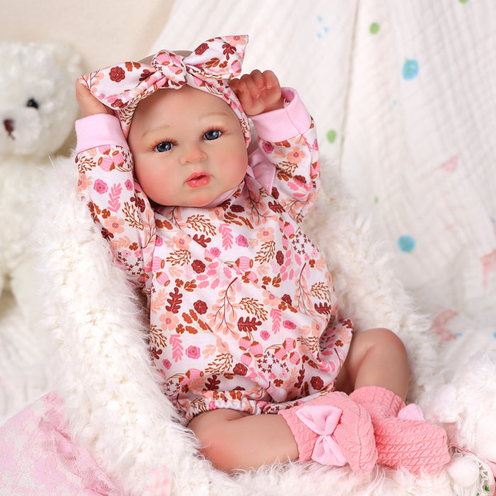 Babeside 17'' Realistic Reborn Baby Doll Blue Eyes Awake Charming Girl Abby
